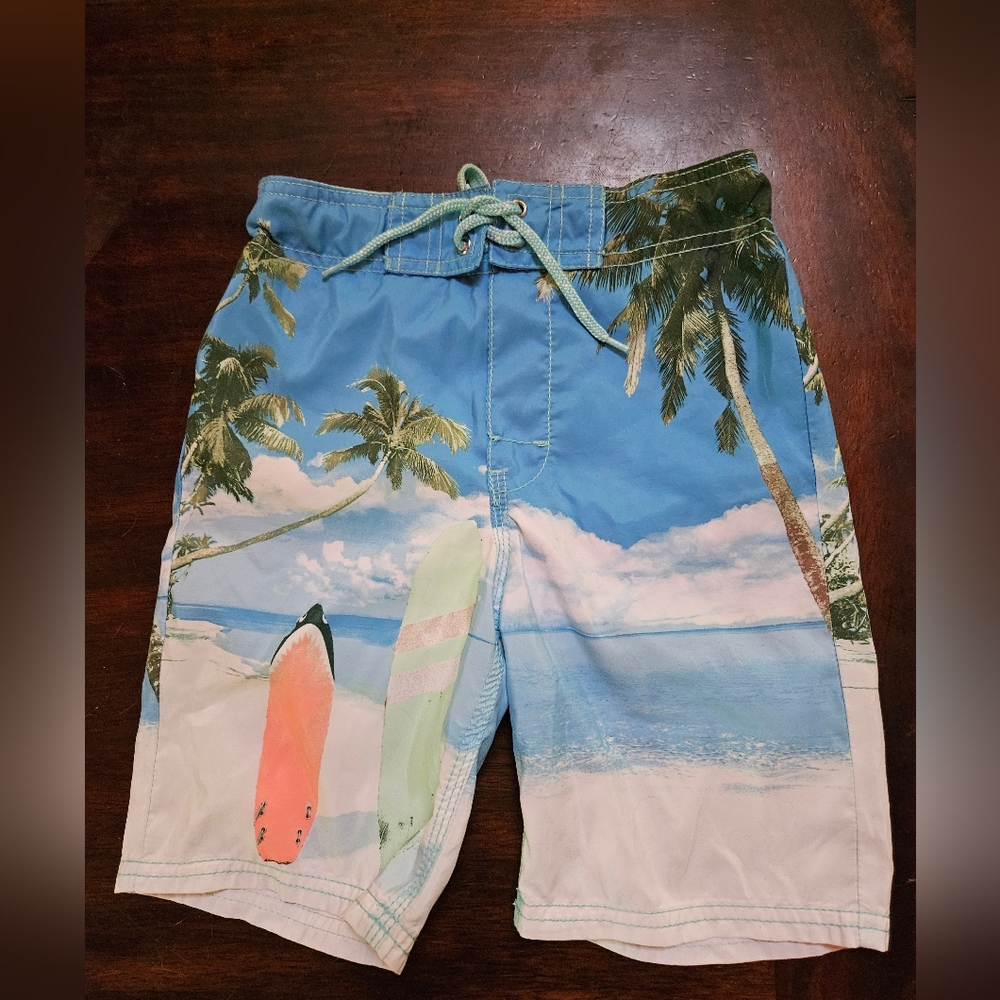 Childrens Place Tropical Beach Print Swim Shorts/ trunks Boys Size 7